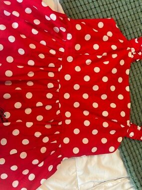 Disney Red Top with White Polka Dot Print